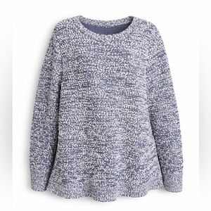 Pure Jill Textured Knit Sweater Blue White Size L